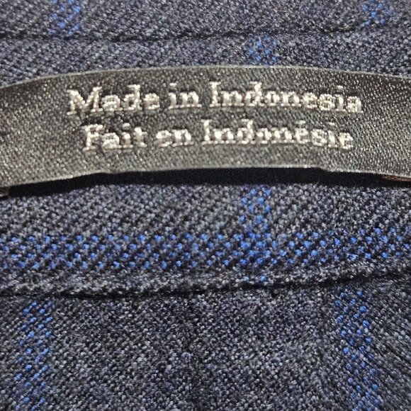 Vince Camuto Mens Large Plaid Blazer Jacket Blue & Black Wool Blend Single-Breas - Picture 6 of 16